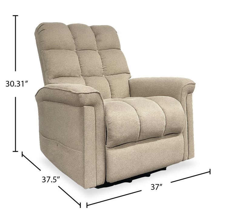 Fauteuil basculeur à inclinaison électrique Linton de 35.5 po en tissu d’apparence lin - champignon 