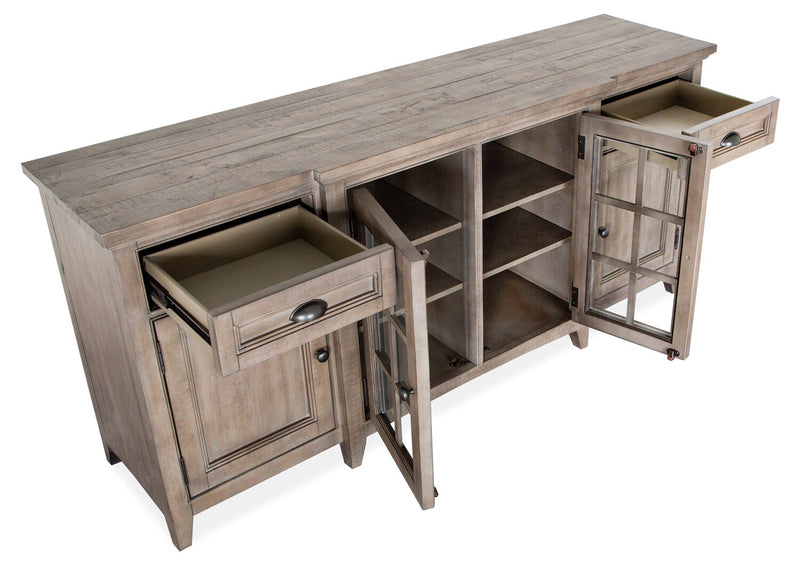 Meuble pour téléviseur traditionnel Wesley de 70 po avec rangement et système de gestion des câbles pour téléviseurs jusqu’à 75 po - gris tourterelle