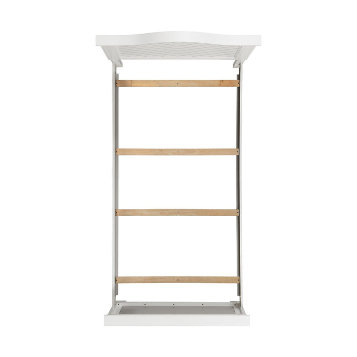 Lit à panneaux Ella blanc pour enfants avec tête de lit, cadre et motif de chevrons - format lit simple