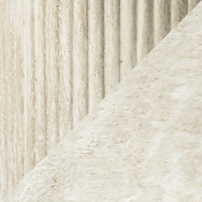 Table de bout ronde Sullivan de 23,6 po avec dessus en pierre frittée - travertin beige