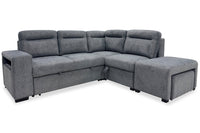 Sofa-lit sectionnel de droite Coast 3 pièces en tissu avec rangement et pouf - fumée