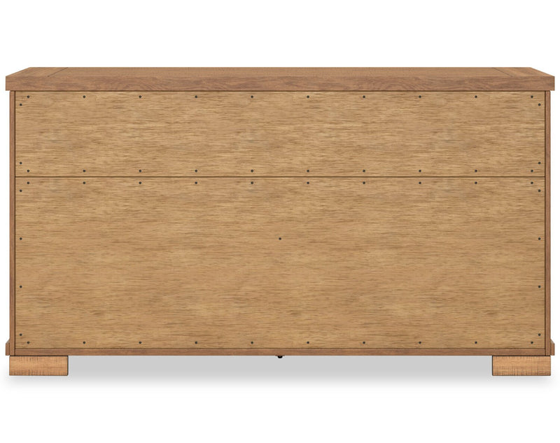 Desserte de salle à manger Archer de 66 po (L) avec 2 tiroirs, 4 portes et tablettes réglables - brun clair