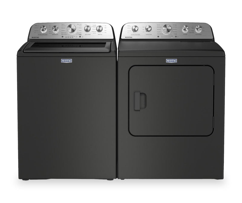 Laveuse à chargement par le haut 5,4 pi³ avec Animal Pet Pro et sécheuse à gaz 7,0 pi³ de Maytag - noir volcan 