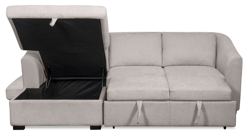 Sofa-lit sectionnel de gauche Envy 2 pièces en tissu de chenille avec fauteuil long de rangement - gris brouillard