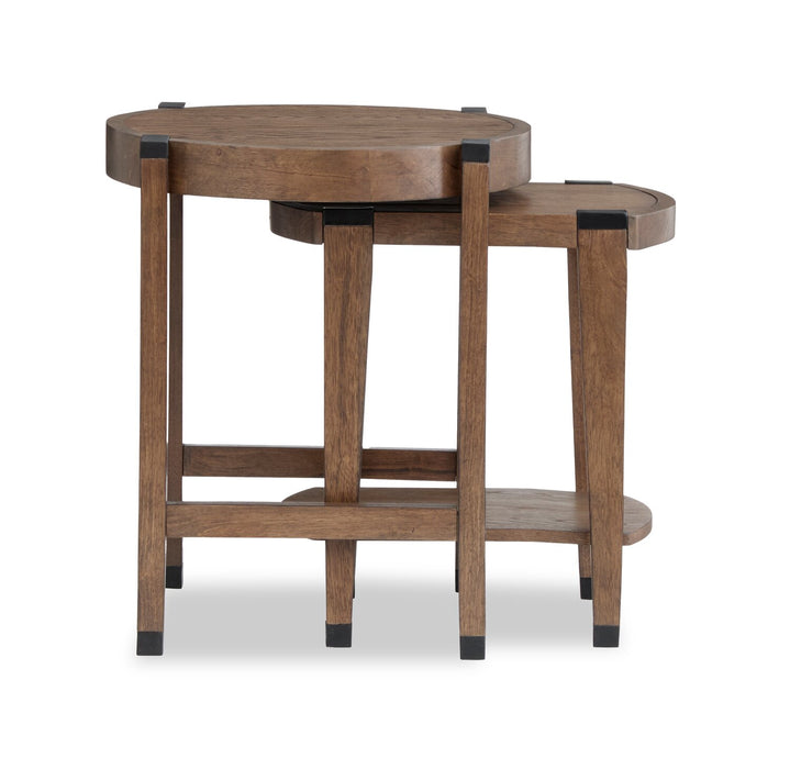 2 tables d’appoint gigognes rondes Gordon de 22 po en bois massif - brunes