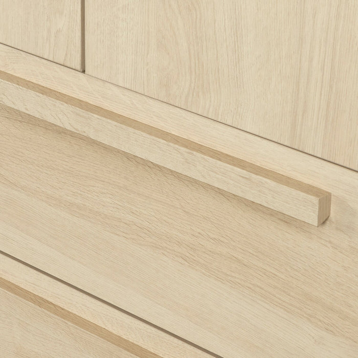 Commode verticale Alex de 33 po (L) x 68,5 po (H) à 2 tiroirs avec armoire de rangement pour la chambre à coucher - naturelle