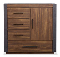  Scott Living Commode verticale Dante de 46 po (L) x 45 po (H) à 4 tiroirs avec armoire de rangement pour la chambre à coucher - brune