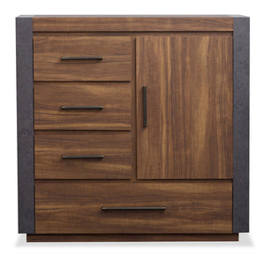 Scott Living Commode verticale Dante de 46 po (L) x 45 po (H) à 4 tiroirs avec armoire de rangement pour la chambre à coucher - brune