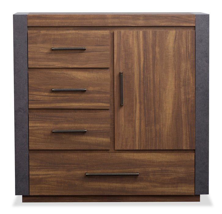 Scott Living Commode verticale Dante de 46 po (L) x 45 po (H) à 4 tiroirs avec armoire de rangement pour la chambre à coucher - brune