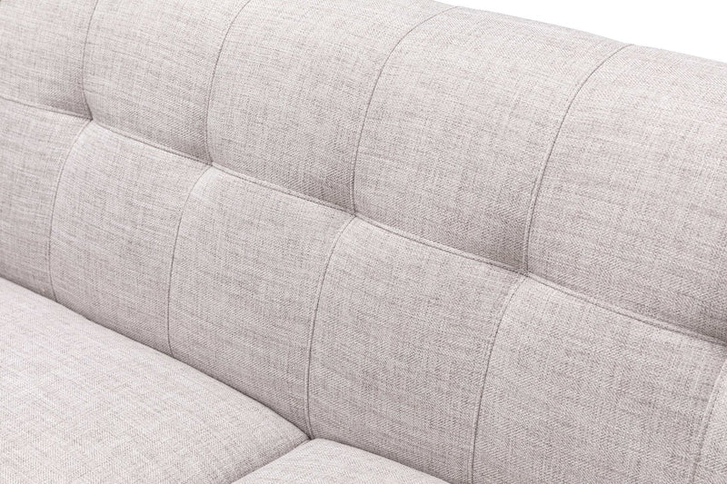 Sofa Freeman Kort & Co. de 88 po en tissu d’apparence lin avec pattes en bois et coussins de dossier capitonnés - blanc colombe