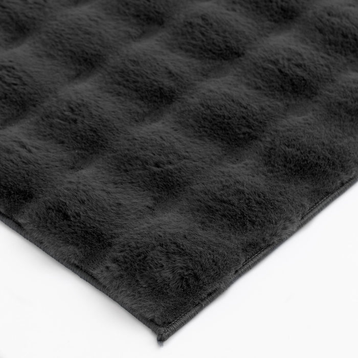 Carpette Dream Step à bulles en fausse fourrure gris foncé avec mousse à mémoire de forme - 7 pi x 10 pi