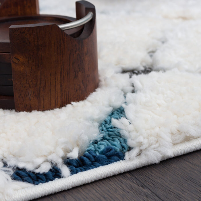 Carpette à poil long Robin multicolore à motif marocain - 7 pi 11 po x 10 pi 10 po