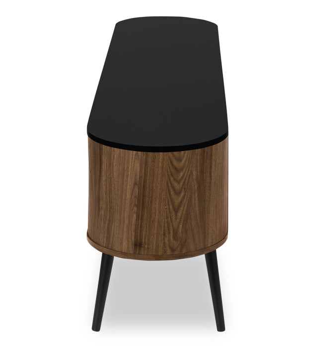 Meuble pour téléviseur rustique Elle de 72 po avec rangement et système de gestion des câbles pour téléviseurs jusqu’à 80 po - brun foncé et noir