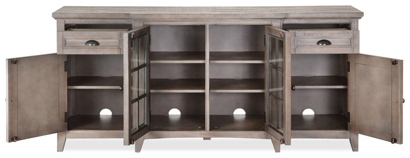 Meuble pour téléviseur traditionnel Wesley de 70 po avec rangement et système de gestion des câbles pour téléviseurs jusqu’à 75 po - gris tourterelle