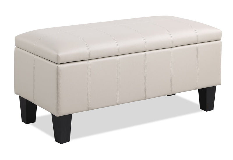Pouf de rangement James de 39,25 po en similicuir - beige