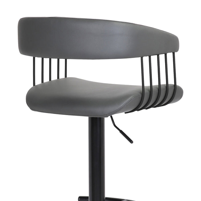 Tabouret bar Java en tissu de cuir végétalien et en métal avec siège pivotant et réglable - gris