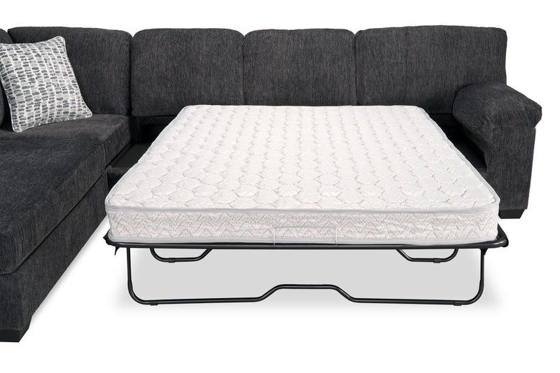 Sofa-lit sectionnel de gauche Morgan 2 pièces fabriqué au Canada en tissu de chenille avec coussins décoratifs - gris