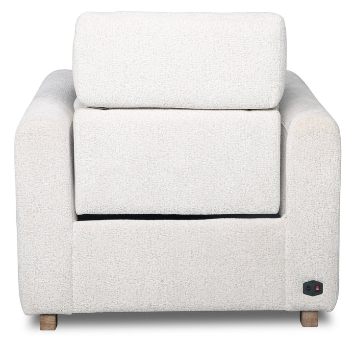 Fauteuil à inclinaison électrique Sable de 38 po en tissu de chenille avec appuie-tête électrique et port USB - blanc albâtre