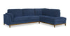Sofa sectionnel de droite Zara 2 pièces en tissu avec fauteuil long et pattes en bois - bleu marine