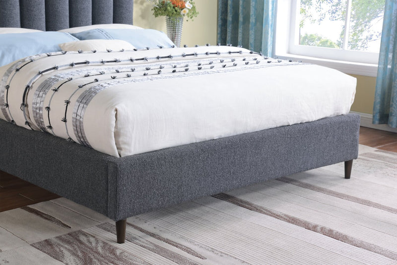 Lit plateforme rembourré Rain de Kort & Co. en tissu anthracite capitonné - format lit double