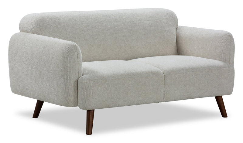 Causeuse Sadie de 63 po en tissu avec pattes en hévéa - beige