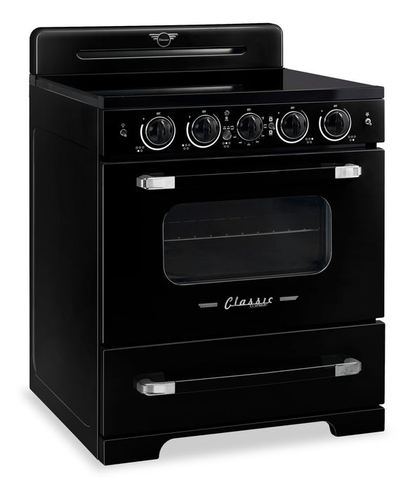 Cuisnière à induction Classic Rétro par Unique de 30 po et de 3,9 pi3 - noir minuit - UNQ-30CR IC B