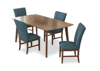  Ensemble de salle à manger Rain 5 pièces avec table de 72 po (L) et 4 chaises bleues - bleu et brun