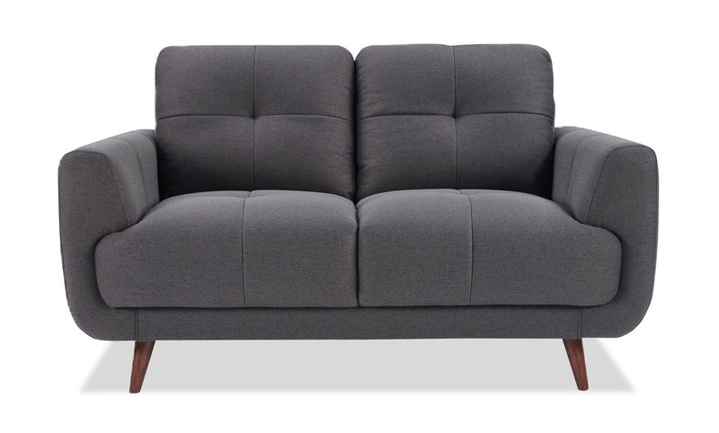 Causeuse Brook de 84 po en tissu avec coussins capitonnés - anthracite