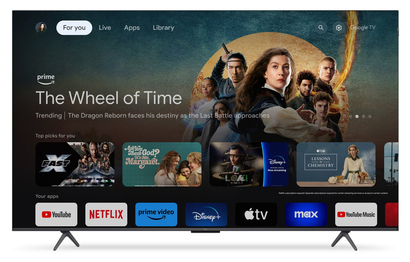Téléviseur intelligent QLED TCL Q65 UHD 4K de 75 po avec Google TVMC (75Q651G-CA)