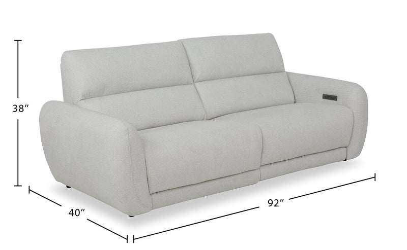 Sofa à inclinaison électrique Kailyn de Cindy Crawford Home de 92 po en tissu avec appuie-têtes électriques- beige 