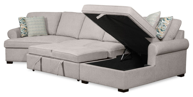 Sofa-lit sectionnel enveloppant de gauche Haven de Scott Living 3 pièces en tissu de chenille avec rangement - gris