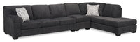  Sofa sectionnel de droite Morgan 3 pièces fabriqué au Canada en tissu de chenille avec sofa et coussins décoratifs - gris