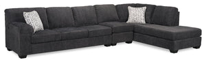 Sofa sectionnel de droite Morgan 3 pièces fabriqué au Canada en tissu de chenille avec sofa et coussins décoratifs - gris