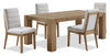 Ensemble de salle à manger Lotus 5 pièces en bois avec table de 82 po (L) et 4 chaises en tissu - naturel et gris