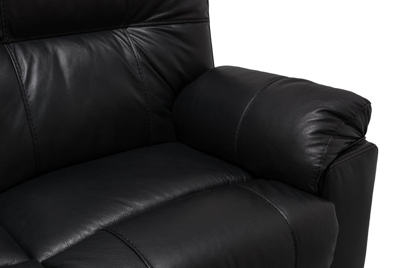 Fauteuil à inclinaison électrique Dawson de 40 po fabriqué au Canada en cuir véritable avec port USB - noir