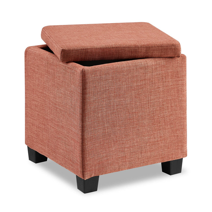 Pouf de rangement carré Halifax de 14,75 po en tissu - orange
