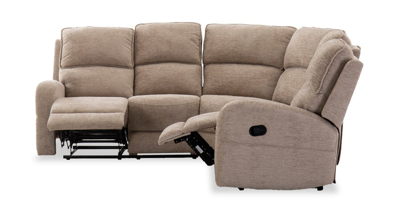 Sofa sectionnel à inclinaison manuelle Bodie 3 pièces de 111,02 po en tissu de chenille - beige  