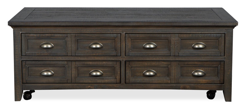 Table à café traditionnelle Hanson de 50 po en pin avec dessus relevable - graphite