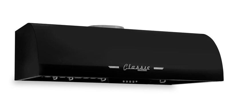 Hotte de cuisinière sous l’armoire Classic Rétro par Unique de 36 po et de 700 pi3/min - noir minuit - UGP-36CR RH B