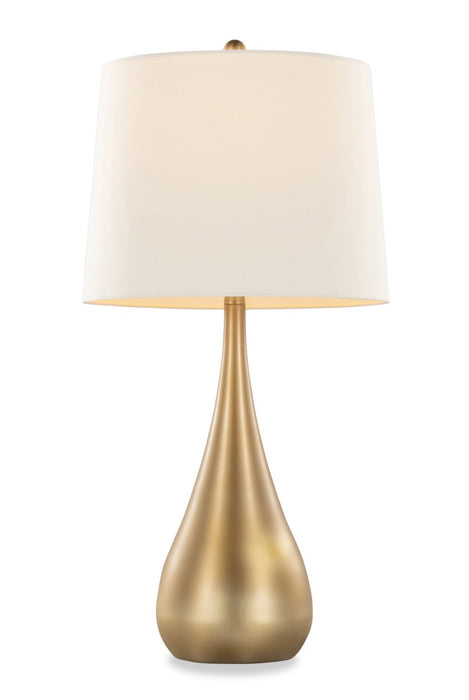Lampe de table Cassie de 29 po en métal avec abat-jour en lin blanc - dorée