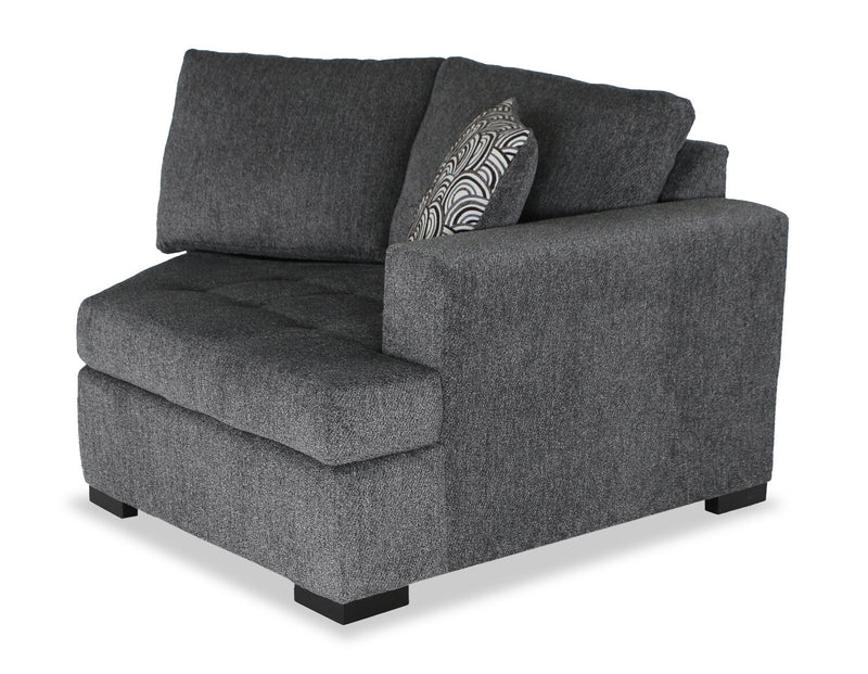 Sofa-lit sectionnel enveloppant de droite Legend 2 pièces fabriqué au Canada en tissu de chenille - gris poivre