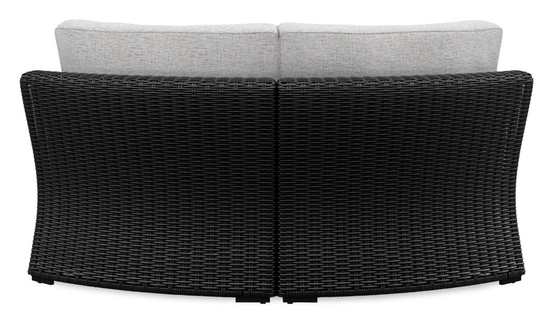 Fauteuil en coin Jasper pour la terrasse à l’extérieur - osier en résine, tissu Nuvella, résistant aux rayons UV et aux intempéries - gris et noir