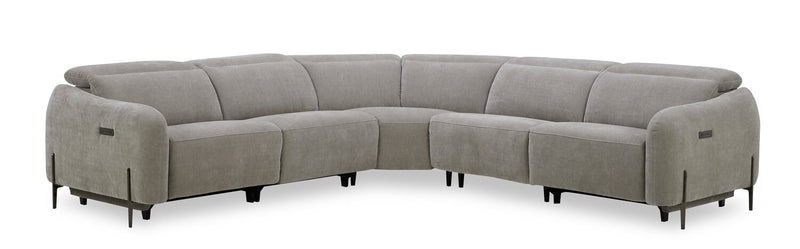 Sofa sectionnel à inclinaison électrique Caprice 5 pièces avec appuie-têtes électriques - truffe