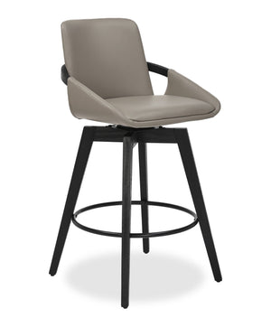 Tabouret Apex de hauteur comptoir en tissu de cuir végétalien et en métal avec siège pivotant - taupe