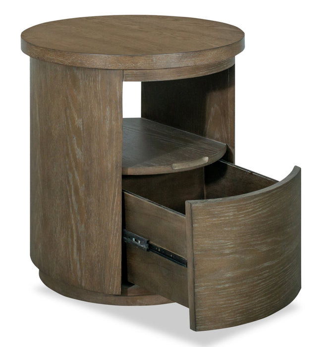 Table de bout moderne ronde Eldon de 22 po en bois massif avec rangement - marsouin