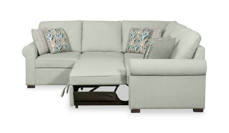 Sofa-lit sectionnel Haven de Scott Living 3 pièces en tissu de chenille - bleu écume de mer