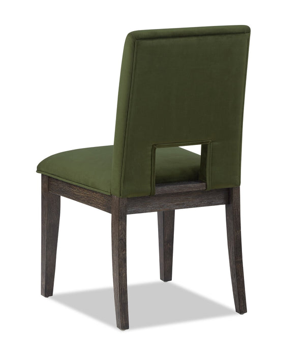 Chaise de salle à manger Zelda en tissu de chenille - vert et brun espresso