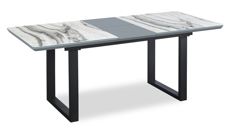 Ensemble de salle à manger Ezra 7 pièces avec table qui s’allonge de 63 po à 79 po (L) et 6 chaises - imitation de marbre blanc et gris