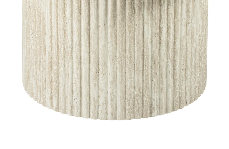 Table à café ronde Sullivan de 35,43 po avec dessus en pierre frittée - travertin beige