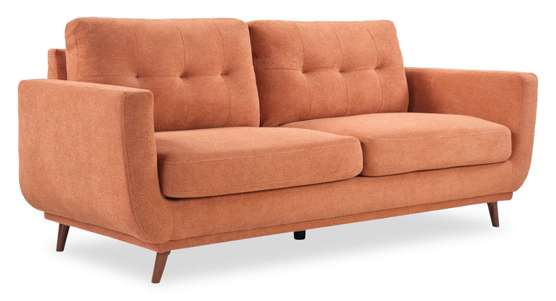 Sofa Cosmo de 80 po en tissu avec coussins de dossier capitonnés - orangé